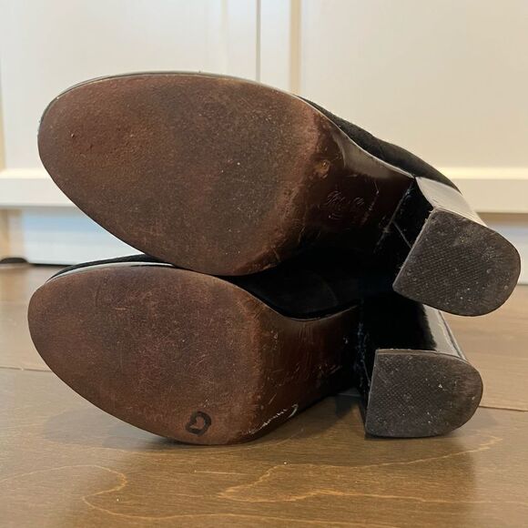 Robert Clergerie Black Boots Chunky Heel Suede Patent Leather Platform 6.5 - Picture 11 of 14